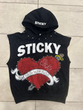 Sticky “Why Love” Sleeveless Hoodie
