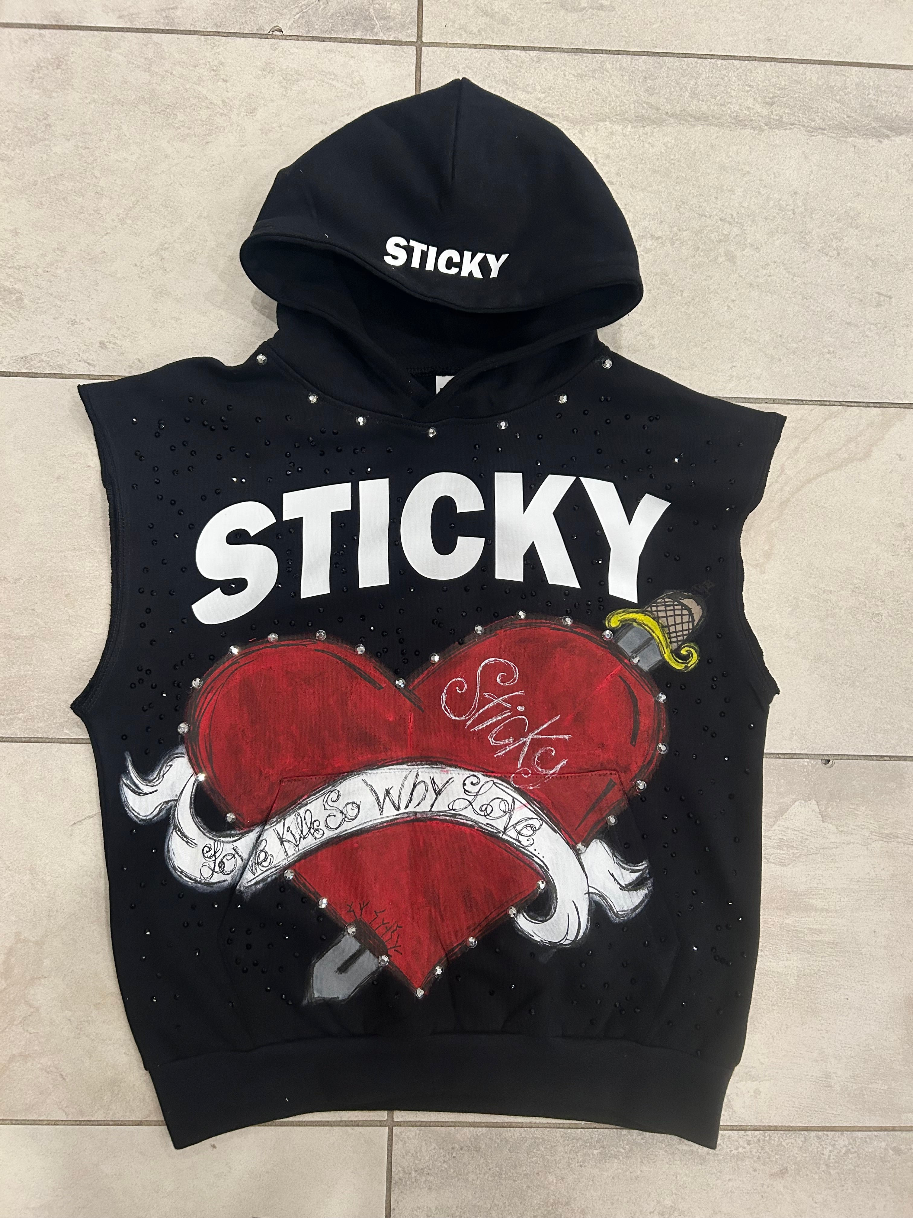 Sticky “Why Love” Sleeveless Hoodie