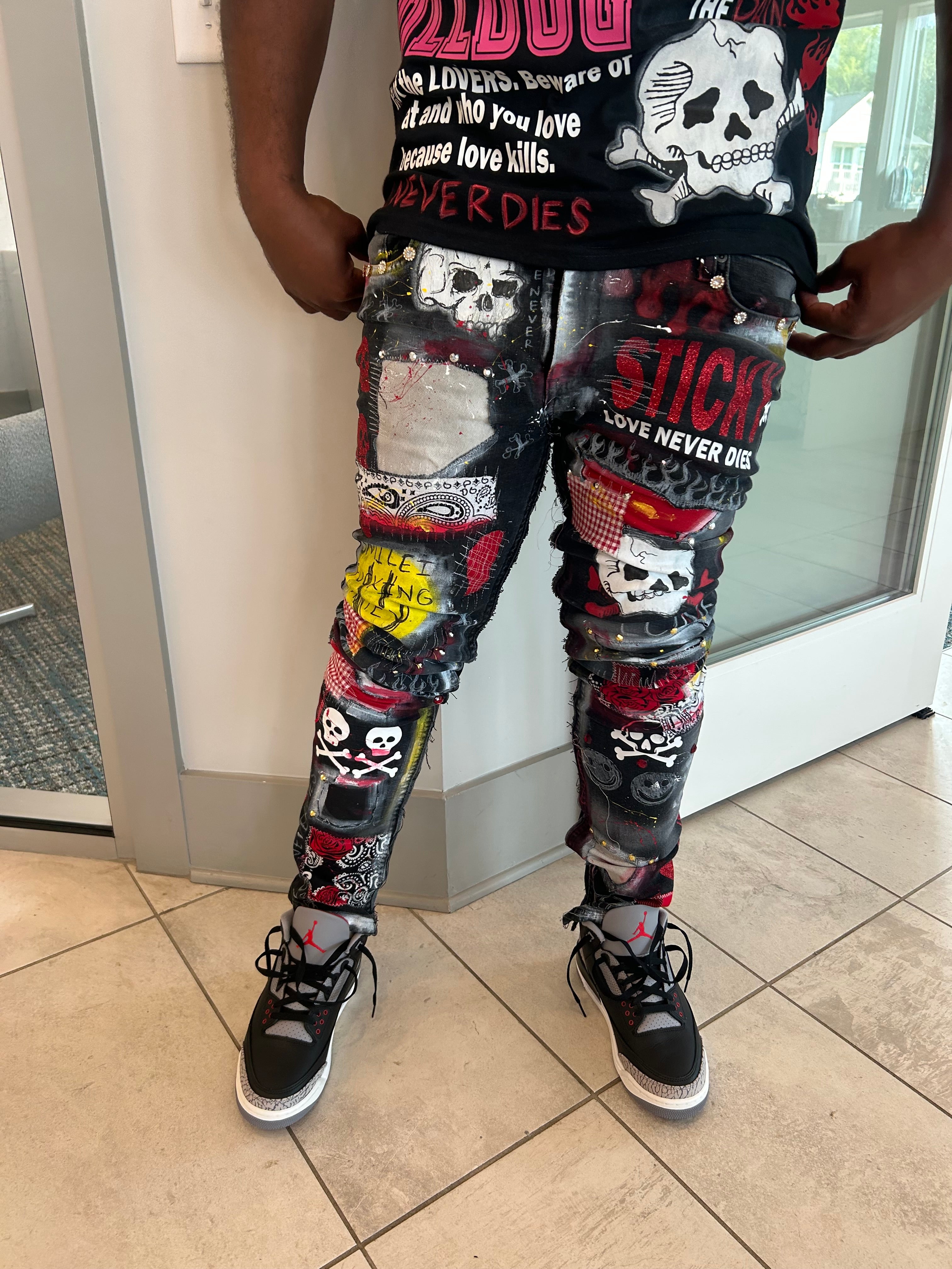 Sticky “I HATE U” Denim