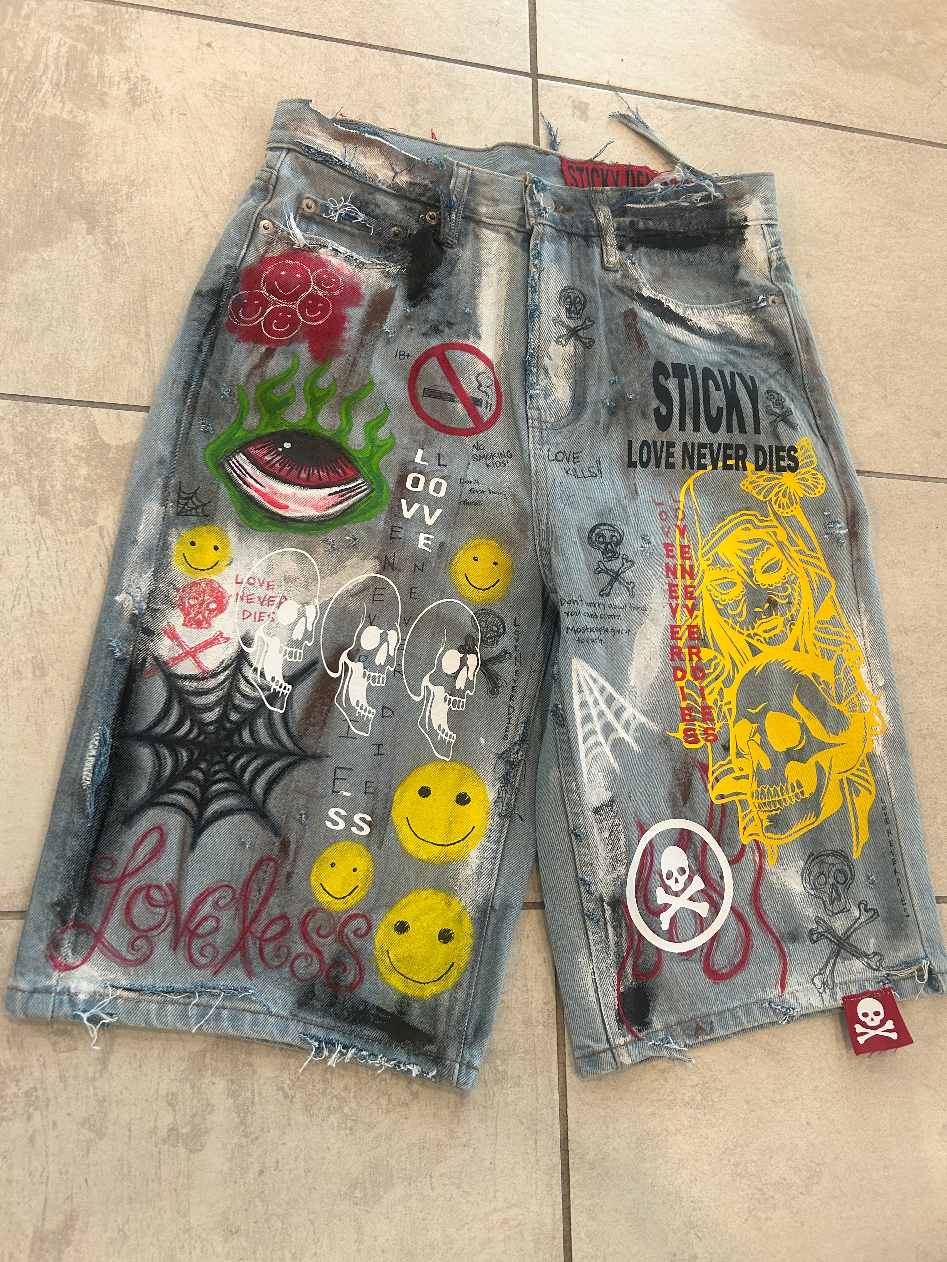 Sticky “Healing Process” Denim Shorts